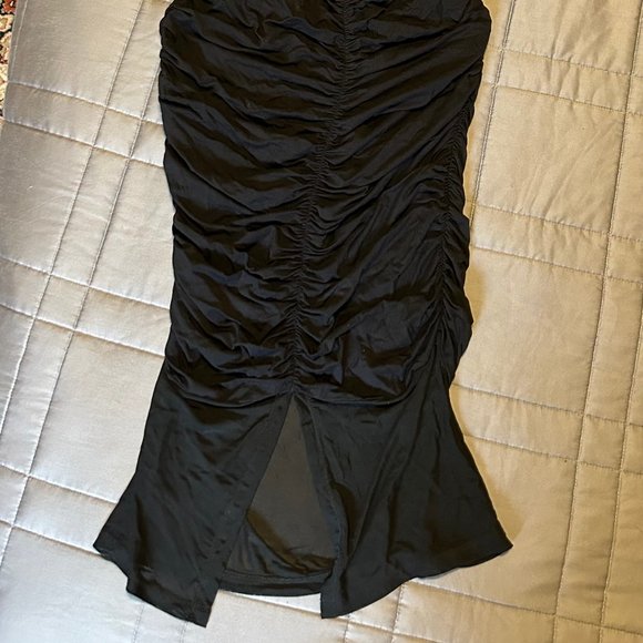 SHEIN Mesh Ruched Black Halter Dress - Picture 3 of 3